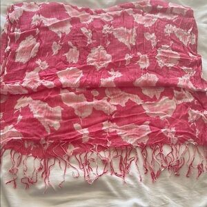 Pink and White Tie-Dye Scarf